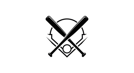 "Bold and Balanced: A Classic Baseball Logo Featuring Crossed Bats and Diamond Design"