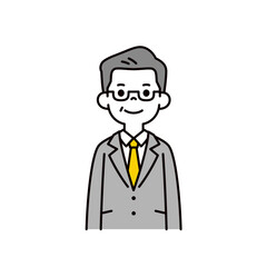 ミドル・シニア世代の社長・代表取締役のシンプルな上半身ベクターイラスト素材