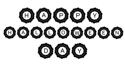 Abstract black mandala pattern with happy halloween text, modern new year design concept on Transparent background