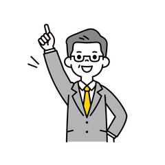 業界トップを目指す・挑戦する、シニア世代の男性社長のシンプルな上半身ベクターイラスト素材