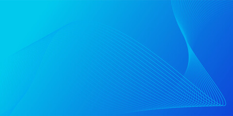 Effect Blue wavy lines abstract vector long banner. Minimal gradient background with place for text. Social media cover, header, texture