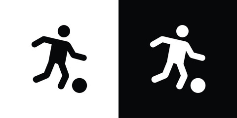 Soccer player icon black silhouette pack. black and white icons