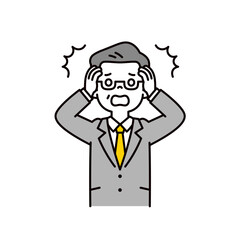 トラブルにショックを受ける、60代・70代の男性経営者のシンプルな上半身ベクターイラスト素材