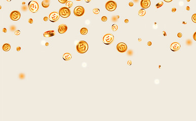 Flying money. Golden coins. Win and success design.