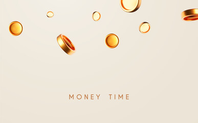 Flying money. Golden coins. Win and success design.