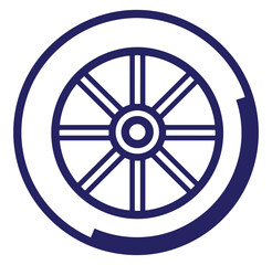 Fototapeta premium Nautical ship wheel icon in blue and white colors perfect for marine and travel designs