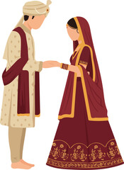 Bride and Groom Exchanging Wedding Vows in Traditional Attire.