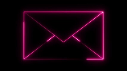 neon message icon animation with black background. glowing neon message icon concept. Flickering neon message icon animated. - Powered by Adobe