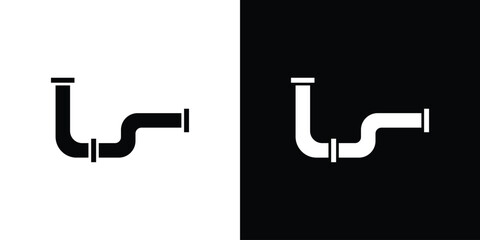 Plumbing pipes icon black silhouette pack. black and white icons