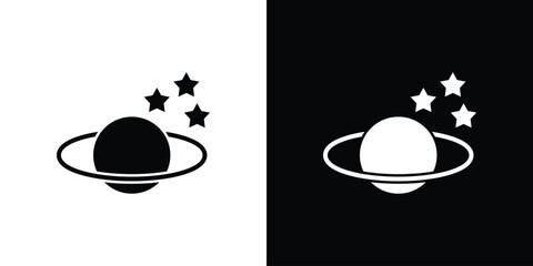 Planet saturn icon black silhouette pack. black and white icons © Abstractor