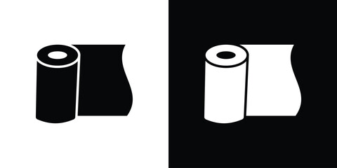 Paper roll icon black silhouette pack. black and white icons