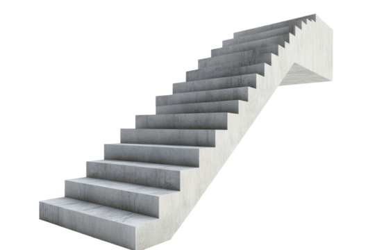 Concrete stairs isolated on transparent background. Concrete staircase isolated on white background.
