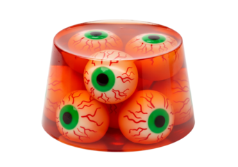 Ghoulish Eyeball Jelly Dessert for Halloween Party: Creepy Spooky Fun Treat Isolated on White