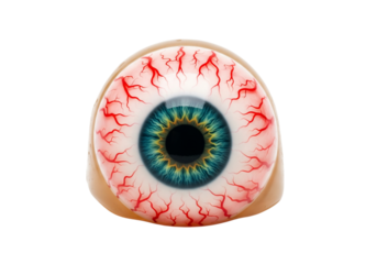 Intense Bloodshot Eyeball with Green Iris Isolated on White Background - Vision, Health, Medical, and Halloween Concepts