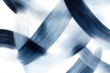 Abstract blue brush strokes on white background: modern artistic texture and creative design