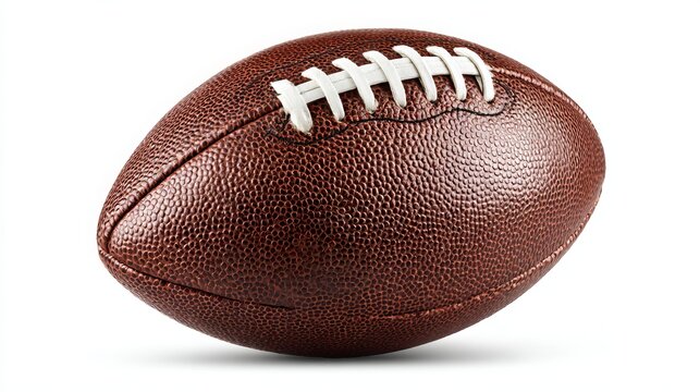 Here are a few paraphrased options, keeping within the character limit:

*   Isolated leather American football on a white background with a clipping path.
*   American football ball, leather