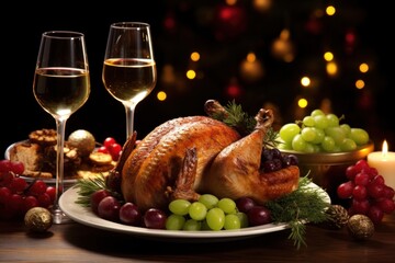 Christmas dinner beverage outdoors alcohol.