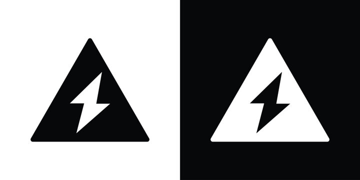 High voltage icon black silhouette pack. black and white icons
