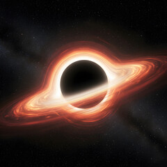 Obraz premium Massive black hole surrounded by a fiery accretion disk