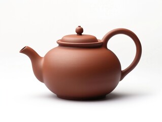 Yixing Style Clay Teapot on White Background