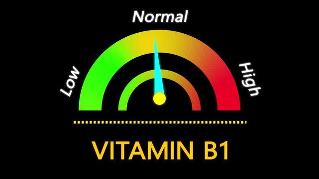 Vitamin b1 Deficiency Animation video 4k. nutrition deficiency level and energy metabolism for health awareness.