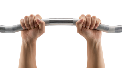 hands gripping a barbell during a workout. Isolated on transparent background, png