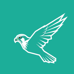 Fototapeta premium Stylized White Falcon in Mid-Flight with Sharp Wing Details