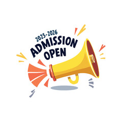 2025&ndash;2026 Admission Open Banner with Yellow Megaphone.