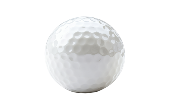 White golf ball with dimples isolated on transparent background. Golf ball isolated on white background.