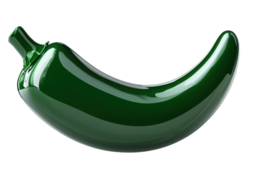 Single green jalapeno pepper isolated on transparent background. Green jalapeno pepper isolated on white background.
