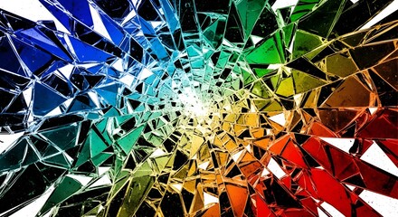  A black and white, grainy base is shattered with multicolored glass textures. Ideal for bold banners, wallpapers, and prints