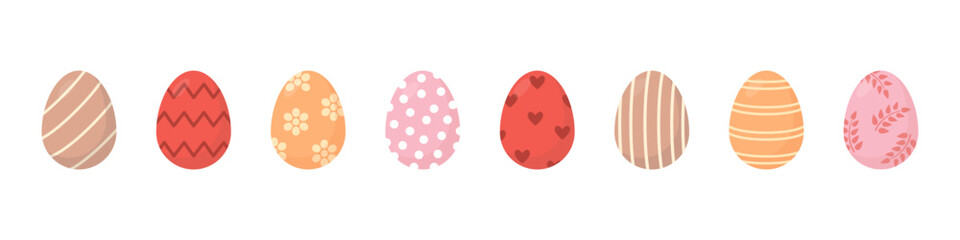 Easter egg set. Colorful vector ester egg set. Pastel egg hunt easter set.