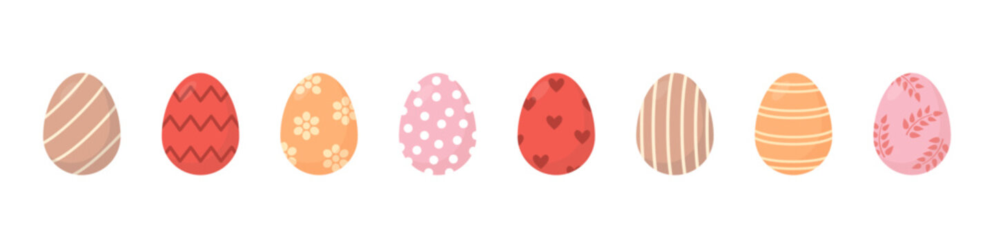 Easter egg set. Colorful vector ester egg set. Pastel egg hunt easter set.