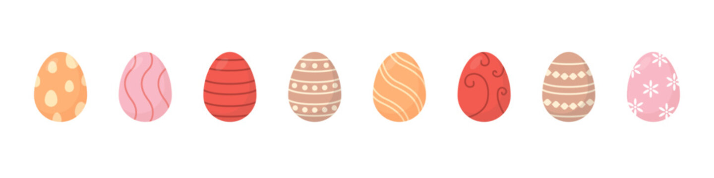 Easter egg set. Colorful vector ester egg set. Pastel egg hunt easter set.