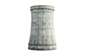 Industrial cooling tower isolated on transparent background. Nuclear power plant cooling tower isolated on white background.