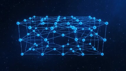Digital Network Design 3D Abstract Visualization of Blue Nodes and Connections in Technology, Representing Innovation and Connectivity in Futuristic Structure - Powered by Adobe