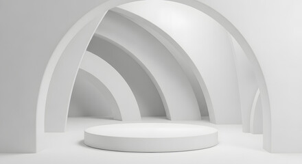 Obraz premium Abstract minimal scene with geometrical forms cylinder podium in white color