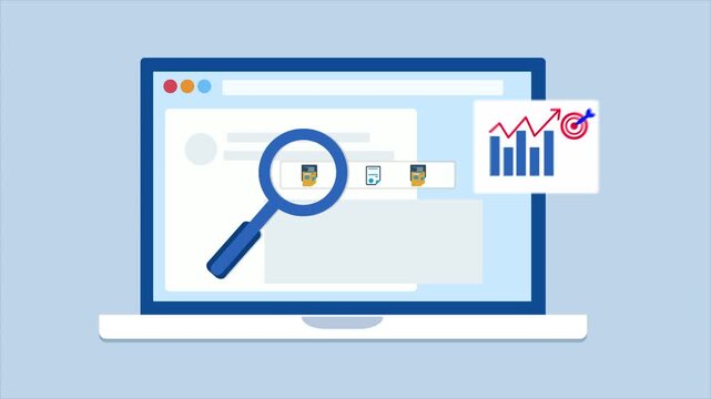 Digital marketing SEO optimization for website ranking, attracting targeted audience, vector web design banner animation 4k video