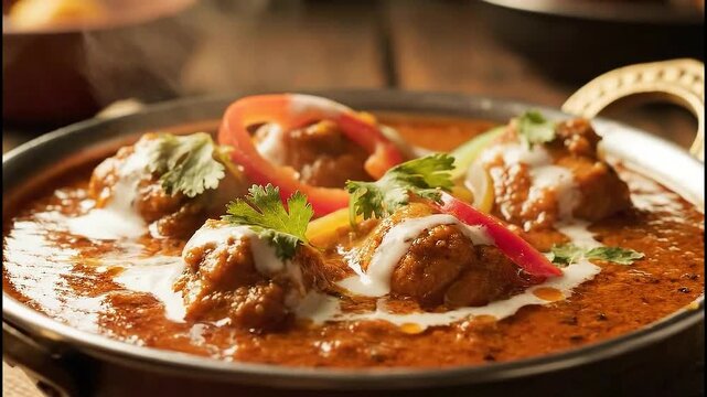 Malai Kofta Delight: Creamy Indian Curry Dish with Delicious Meatballs Food