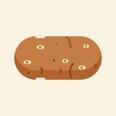 Flat Minimalist Potato Vector Illustration with Eye Spots
