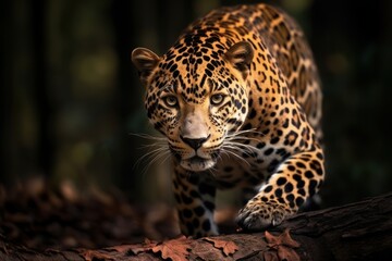 Fototapeta premium A leopard in the wood wildlife animal mammal.