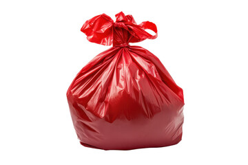 Garbage bag isolated on transparent background. Red garbage bag isolated on white background.