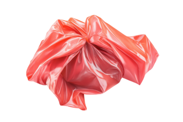 Garbage bag isolated on transparent background. Red garbage bag isolated on white background.