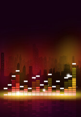 Equalizer Dance Music Party City Skyline