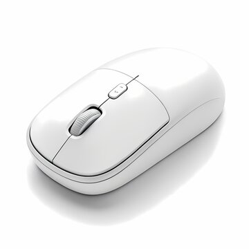 White Wireless Computer Mouse Isolated on White Background, Modern Minimal Tech Accessory