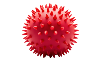 Red spiky ball isolated on transparent background. Red spiky massage ball isolated on white background.
