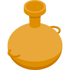 Isometric Golden Amphora Ancient Greek Ceramic Jar With Two Handles And A Narrow Neck Isolated On White Background Minimalist Design