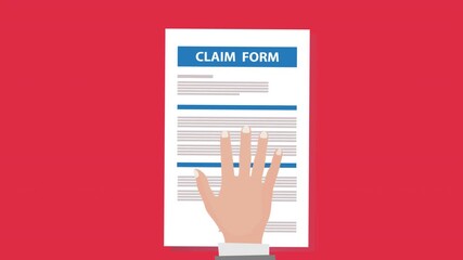 claim form. Online claim form with hand. Vector illustration 