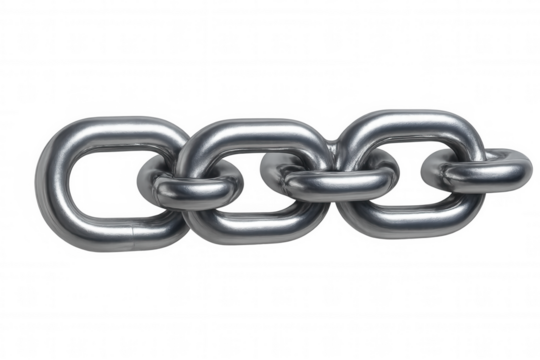 Strong metal chain representing connection, security, power, and unity, isolated with a transparent background