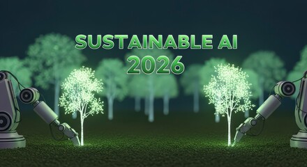 "Sustainable AI 2026"  Digital art promoting Sustainable AI and the future